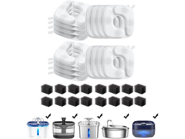Veken Cat Water Fountain Filters, 16 Pack Replacement Filters and 16 Pack Replacement Pre-Filter Sponges Set for 50oz, 84oz, 95oz or 108oz...