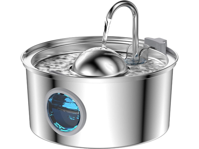 AONBOY Cat Water Fountain Stainless Steel, 108oz/3.2L Cat Fountain, Pet Water Fountain with Water Level Window, Hemispherical Shape, Multi-Filter,...