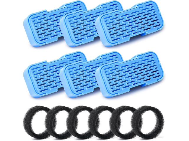 AOOGITF Official Cat Fountain Filters, 12 Pack (6 Filters + 6 Sponges) - Activated Carbon, Ultra-fine Fiber