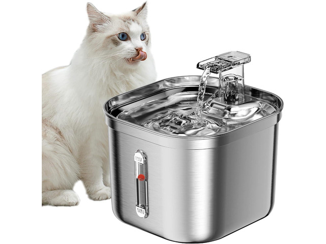Homtyler Cat Water Fountain, Stainless Steel Pet Water Fountain for Cats Inside, 3 Filters & Ultra-Quiet Pump, 2.2L/73oz Automatic Dog Dispenser...