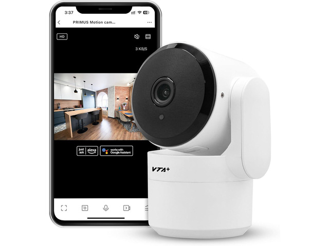 VTA+ 2K Indoor WiFi Security Camera - Motion Detection, Night Vision, Privacy Mode, Alexa/Google Compatible, Two-Way Audio, Dual-Band, 355° Rotation