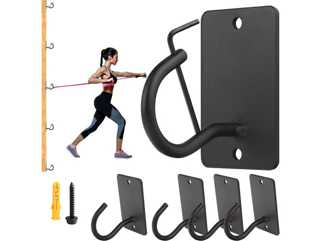 Resistance Band Wall Anchors Mount 5 Set with Lock, Gym Workout Band Heavy Duty Steel Wall Hook Bracket Rack for Home Office Training Strength...