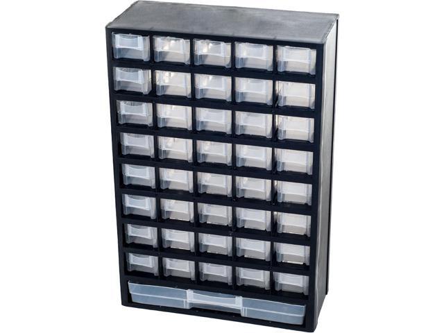 Storage Bin with Drawers - 41-Drawer Plastic Tool Organizer - Hardware or Craft Cabinet for Storing Beads, Toys, or Nuts and Bolts by Stalwart (Black)