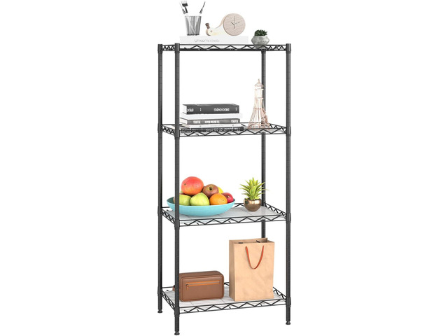 BestOffice 4-Shelf Adjustable Storage Shelving Unit Metal Rack Wire Shelf 600Lbs Capacity with 4 PP Sheets 18L x 12W x 44H for Laundry Bathroom...