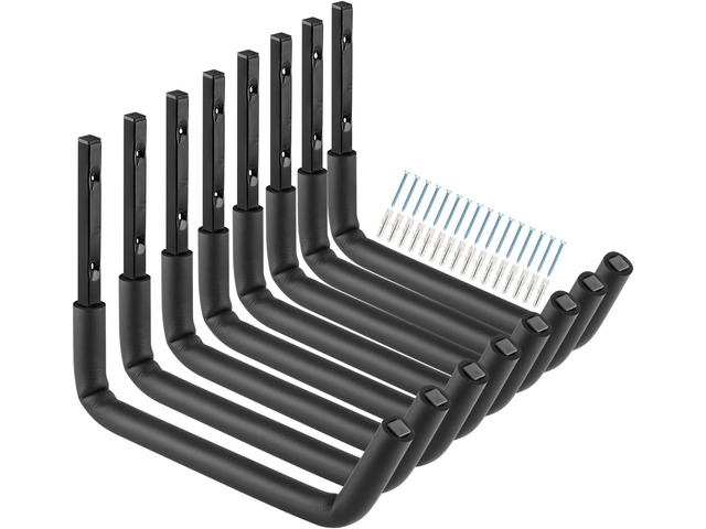 Garage Storage Ladder Hooks with 12' Jumbo Arm, 8 Pack Heavy Duty Wall Mounted Storage Hanger Utility Organizer for Bicycle, Folding Chairs, Bike...