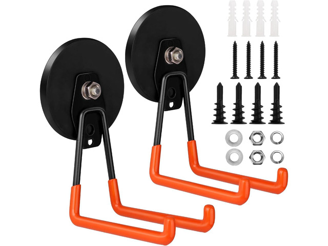 Heavy Duty Magnetic Garage Hook,Large Magnetic Hooks,2 Pack Magnet Hooks with Anti-Slip Coating,Strong Storage Utility Magnetic Hook for Metal...