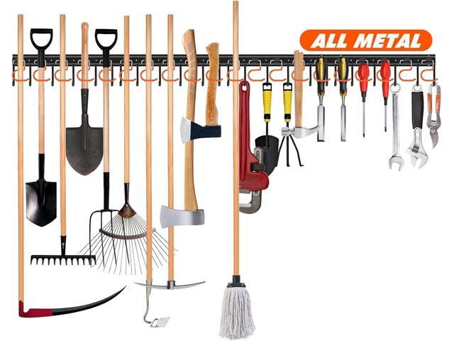 TVKB 68'' All Metal Garden Tool Organizer Adjustable Garage Tool Organizer Wall Mount Garage Organizers and Storage with Heavy Duty Hooks Tool...