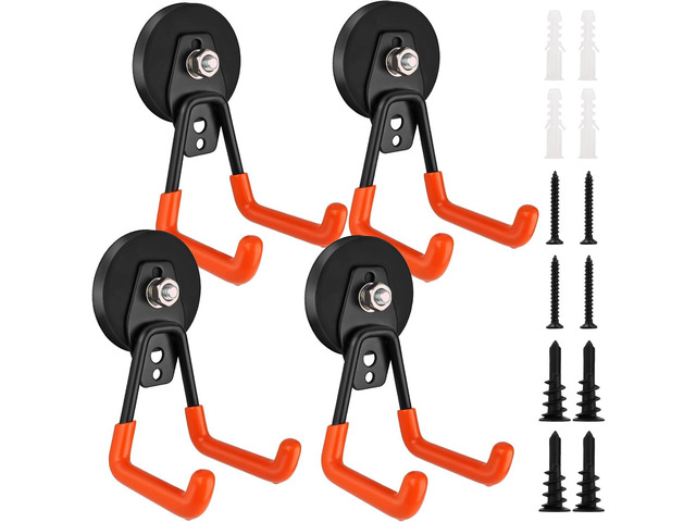 Heavy Duty Magnetic Garage Hook,Large Magnetic Hooks,4 Pack Magnet Hooks with Anti-Slip Coating,Strong Storage Utility Magnetic Hook for Metal...