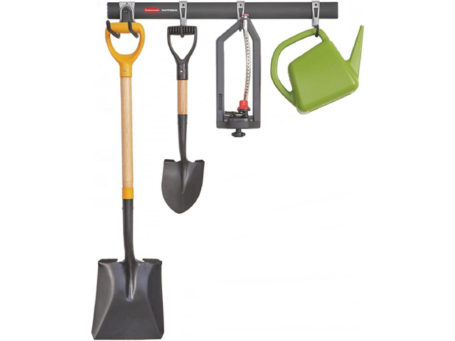 Rubbermaid FastTrack Garage Storage Utility Hooks 5 Piece Black All in One Rail Hook Kit and Tool Organizer Heavy Duty for Home/Garage/Shed/Garden