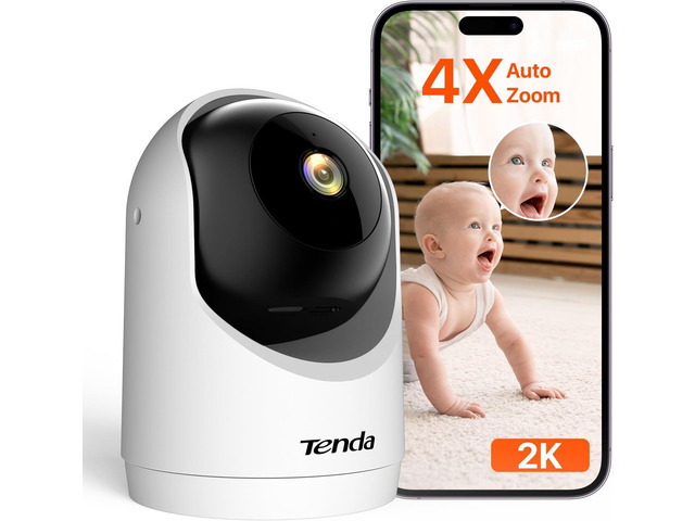 Tenda 2K Indoor Security Camera for Baby Monitor, WiFi 6 Pet/Dog Camera for Home Security, 360Â° Pan/Tilt, 2-Way Audio, Motion Detection, Night...