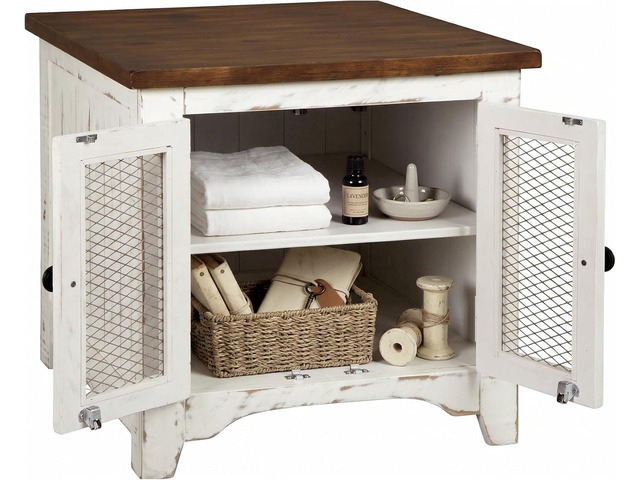 Signature Design by Ashley Wystfield End Table with Storage, White/Brown