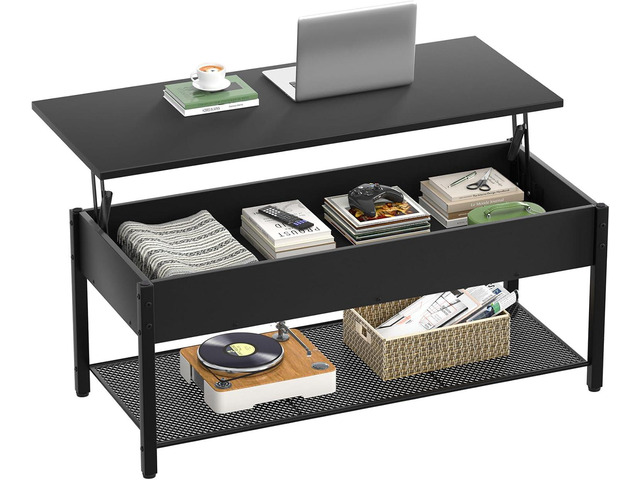 Homieasy 41.7' Lift Top Coffee Table for Living Room, Wood Center Table with Hidden Compartment and Storage Shelf, Modern Rising Tabletop Desk for...