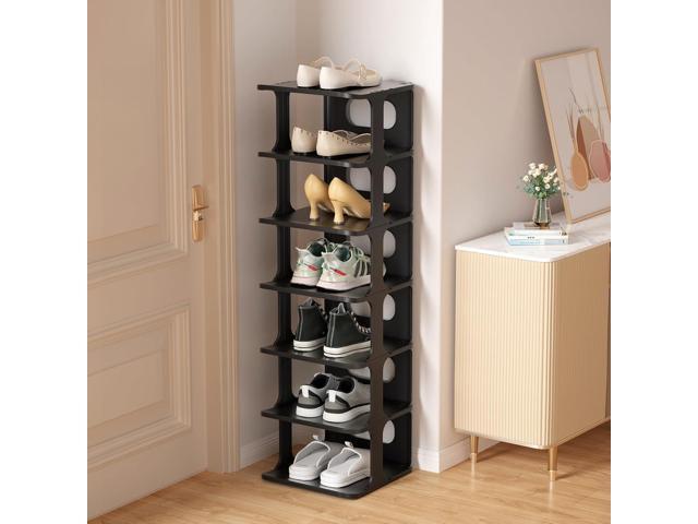 HAIXIN 7-Tier Narrow Vertical Shoe Rack, Skinny Shoe Tower for Closet