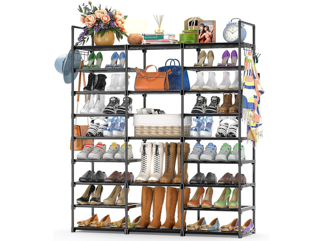 Kottwca 9-Tier Metal Shoe Rack Organizer for 50-55 Pairs - Space Saving Shoe Storage Shelf for Entryway, Closet, Bedroom, Hallway