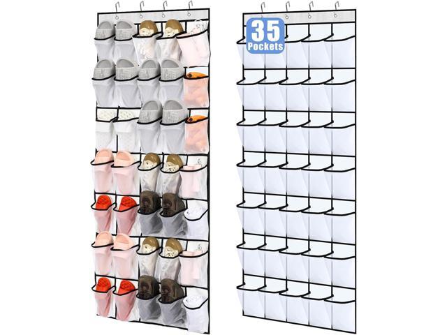 Windyun 2 Pcs 70 Large over The Door Shoe Organizer Hanging Shoe Rack for Closet Holder White Mesh Pockets Back to School Behind Door Hanger...