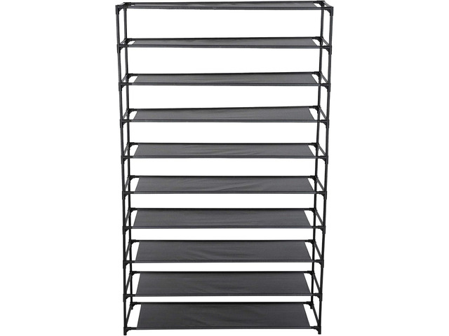 Simplify 10 Tier 50 Pair Freestanding Shoe Rack Holds up to 100 Individual Shoes Good for Sneakers, Boots, Loafers, Heels & Slippers Black