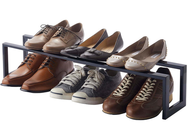 YAMAZAKI Home Line Expanding Shoe Rack, Metal, Adjustable - Single, 6' - Steel - Holds 4 To 8 Shoes