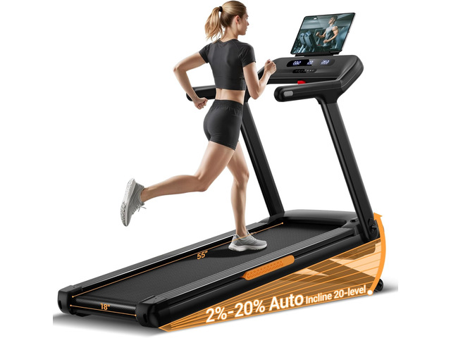 UMAY Fitness Foldable Treadmill with 2-20% Auto Incline 400LB Capacity