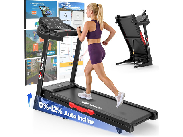 Folding Electric Treadmills for Home with 12% Auto Incline