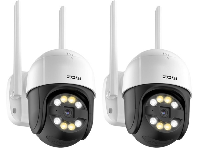 ZOSI 2Pack 2K WiFi Pan/Tilt Security Cameras, 3MP Plug-in Outdoor Home Cam