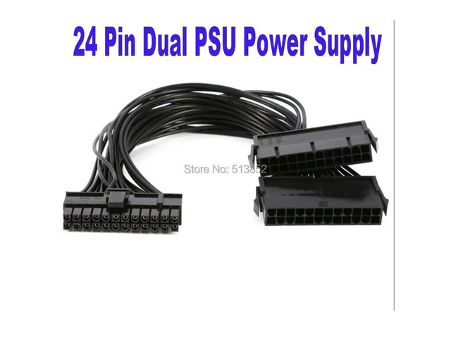24Pin Power Supply Cable Synchronizer Male to Female ATX Mining 30cm Motherboard Dual PSU Extension Cable for Computer Adapter