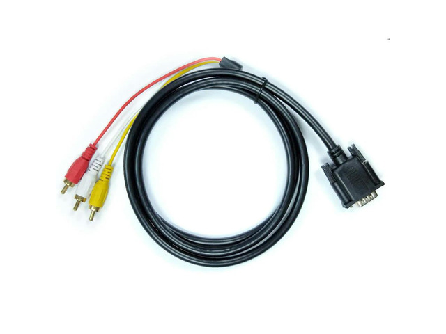 1.5M VGA to 3RCA Gold Plated AV Cord Converter Cable with Magnetic Circle for TV Computer PC Tablet Extend Video Audio Adapter