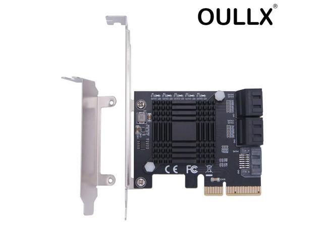 OULLX PCIE 4X To 5 Ports SATA 3.0 III 6 Gbps SSD Adapter PCI Express X4 Controller Board Expansion Card Support x4 x6 x8 x16