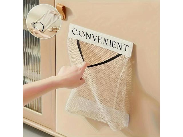 Large-capacity Garbage Bag Holder Hanging Mesh Bags Wall-Mounted Fruit Organizer Tools Net Kitchen Cabinet Accessories