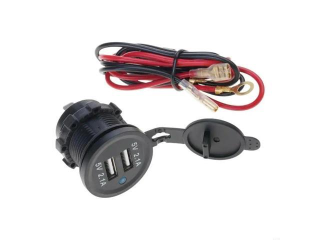 Dual USB Port 12V Waterproof Motorcycle Adapter Power Supply Socket