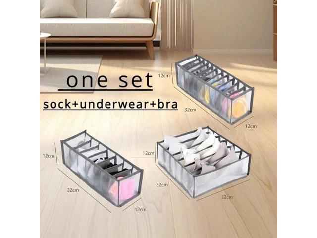 3 Pcs Foldable Underwear Box Translucent Foldable Panty Drawer Organizer Bra Organizer Breathable Mesh Bag For Wardrobe