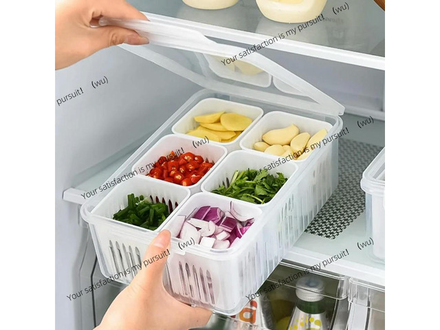 Refrigerator Food Drain Fresh-keeping Box Ginger Garlic Onion Pepper Box Fruit Vegetable Drain Basket Kitchen Organizer