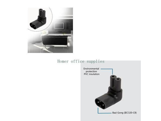 IEC 320 C7 to C8 90 Degree Up Down Angled Right Angle AC Adapter Extension 2 Prong Angle Adapter Converter