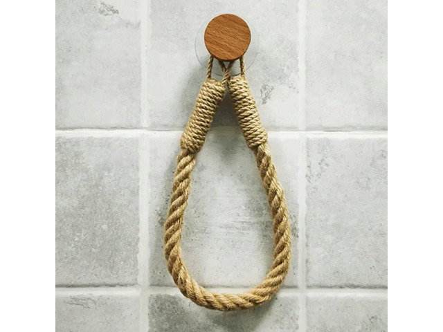 1PC Nail-free Paper Towel Holders Rack Bathroom Towel Hook Toilet Paper Holder Towel Rack Beige Hemp Color