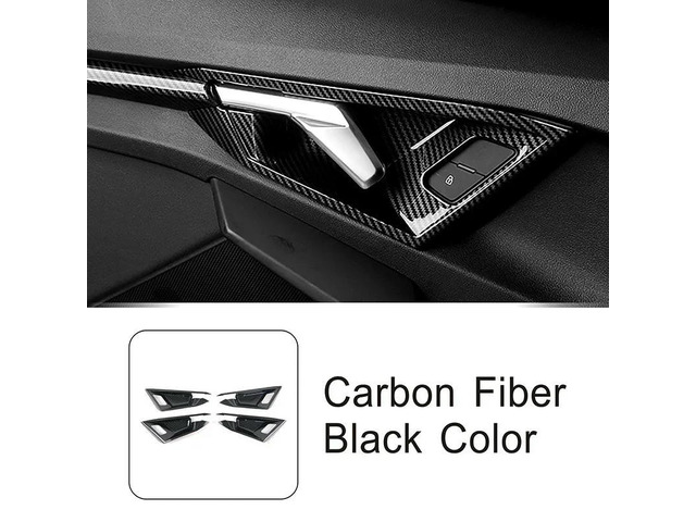 Carbon fiber textured car door handles, decorative molded doorkonb interior accessories for Audi A3 8y 2021-2022
