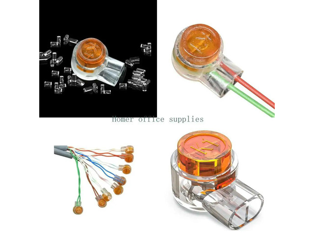 200PCS Waterproof Telephone Line Connector, Data Phone Wire Butt Splice Ports UY2 Crimp Terminal Connectors Assortment