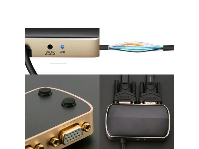 VGA Splitter VGA 1 in 2 Out Dual Monitor Splitter Male to Female Screen Duplication 1080P for PC Laptop Projector