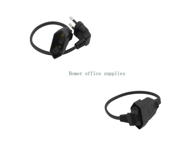 30cm EU Power Adapter Cord, 90 Degree Angled European Round 2Pin Male to Female Plug Socket Extension Cable Line