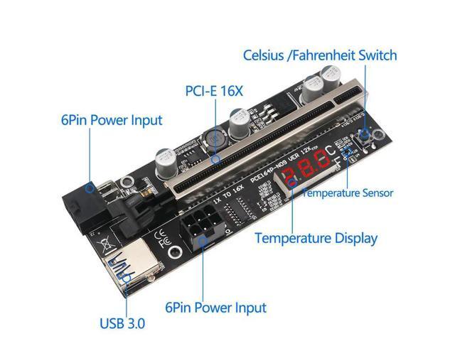 VER12X Graphics Card Extension Cable with Temperature Digital Display 009S PLUS Dual 6PIN with Digital Display