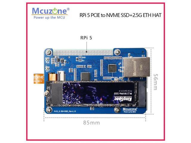 (MPS2.5G)Raspberry Pi 5 PCIE to NVME SSD+2.5G ETH HAT RTL8125,support RPi OS,ubuntu, 2280,2242,2230 size SSD
