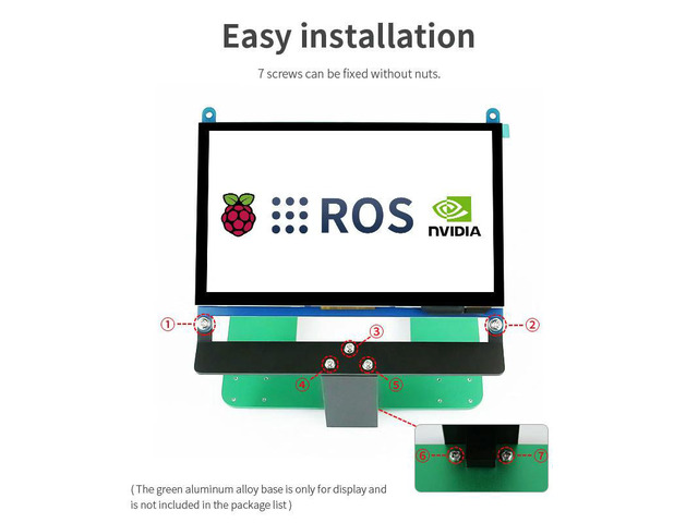 ROS robot car vehicle 7 inch TN screen display aluminum alloy stand support Raspberry Pi and Jetson