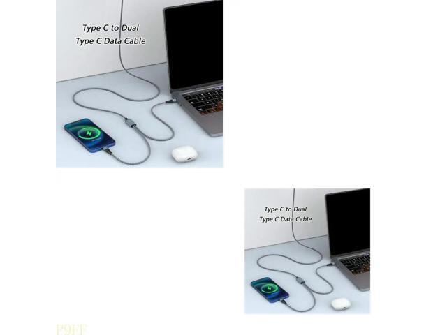 1 to 2 Port USB C Charging Cable PD100W Nylon Braid 130CM Length