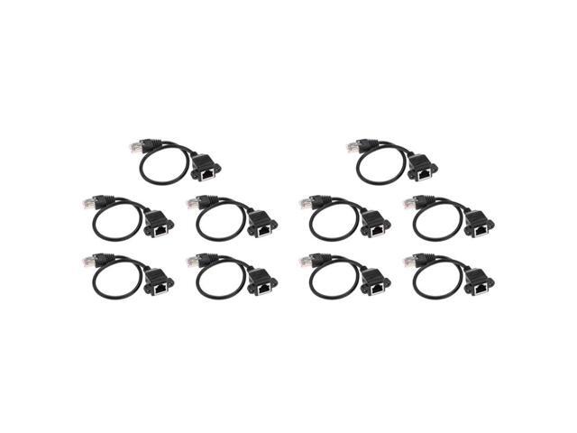 10Pcs 1FT RJ45 Male To Female Screw Panel Mount Ethernet LAN Network Extension Cable