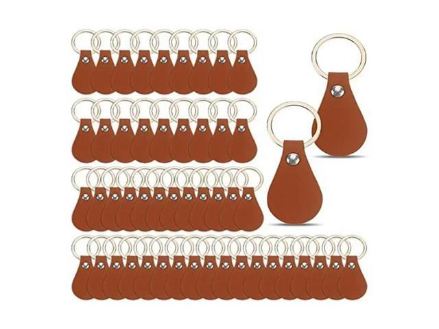 50 Piece DIY Leather Keychains Brown Blank Keychain Fob Rivets Keychain For Car Key Home Door Key Small Decoration Homemade G