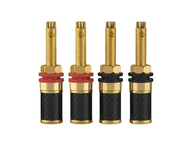 4Pcs HIFI Audio HIFI Gold Plated Copper Speaker Binding Post Female Banana Jack Connector Long Column Without Welding