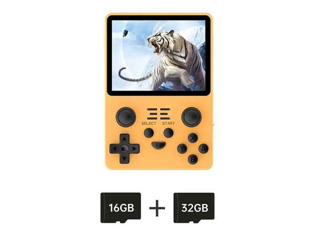 RGB20S Retro Game Console Handheld Video Game Console 16G+32G 3.5 Inch IPS Screen Open Source System Easy To Use (Yellow)