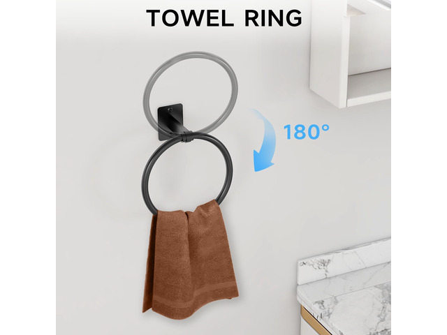 4-Piece Bathroom Hardware Set, 32 inch Bathroom Towel Holder Black Bathroom Accessories Set, Towel Racks for Bathroom, Robe Towel Hooks, Toilet...
