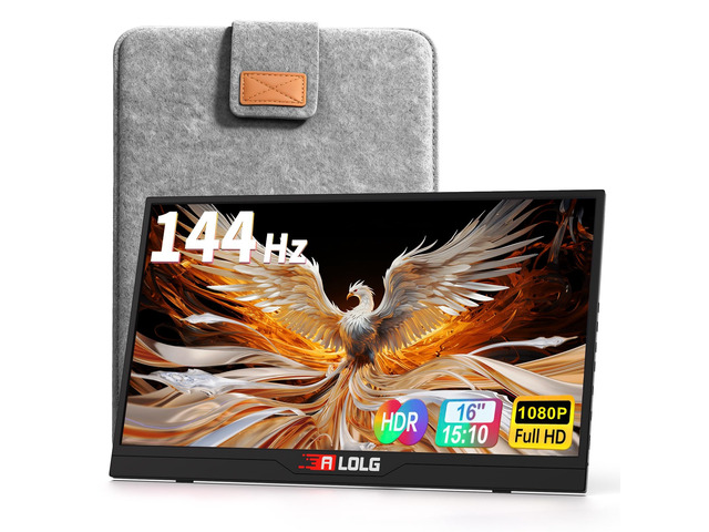 144Hz 16' Portable Monitor,1920×1200 FHD IPS Plug & Play Second External Monitor with USB-C Mini HDMI Port,Second Screen Compatible with PC Phone Mac...
