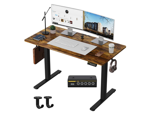 48 x 24 Inch Electric Standing Desk, 3 Memory Presets, Brown 48 x 24 in Desktop, 28.3-46.5 in Height, 2 Up/Down Buttons + 3 Presets, 45 dB, 154...
