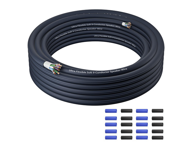 9 Conductor Speaker Wire 20 FT, 18 Gauge CCA Stranded Cable, 18AWG 4-Channel Speaker Wire and Remote Wire for Car Audio Systems, Ultra-Flex and...