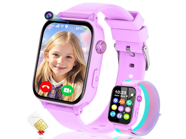4G Kids Smart Watch GPS Tracker, Smartwatch for Kid with Video Calling, Voice Chat, Class Mode, SOS, Pedometer, Alarm, SIM Card HD Touch Screen...